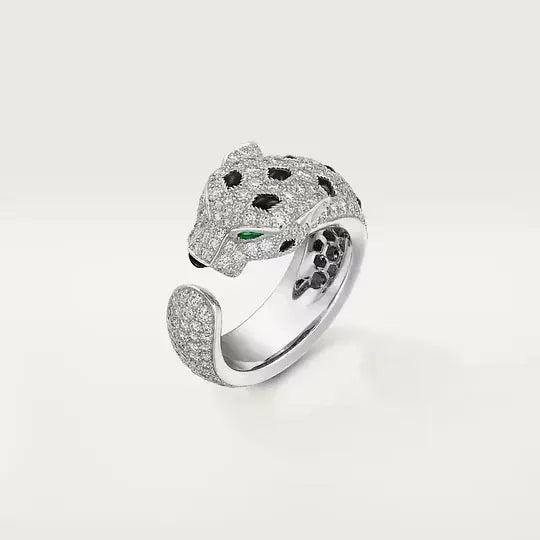 Cat-shaped ring, partially paved, medium size